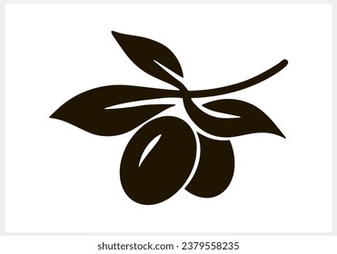 Olive clipart. Branch with leaf and fruit isolated. Stencil Vector stock illustration. EPS 10