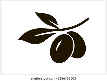 Olive clipart. Branch with leaf and fruit isolated. Stencil Vector stock illustration. EPS 10