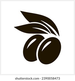 Olive clipart. Branch with leaf and fruit isolated. Stencil Vector stock illustration. EPS 10