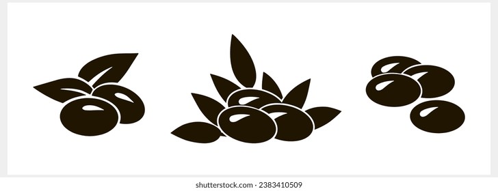 Olive clipart. Leaf and fruit isolated. Stencil Vector stock illustration. EPS 10