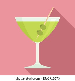 Olive cocktail icon. Flat illustration of olive cocktail vector icon for web design