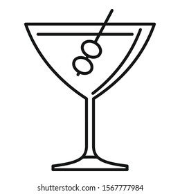 Olive cocktail icon. Outline olive cocktail vector icon for web design isolated on white background
