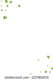 Olive color Clover Air Vector White Background. Malachite Shamrock Stream Illustration. Wind Foliage Template. Bright Leaves Isolated Pattern.