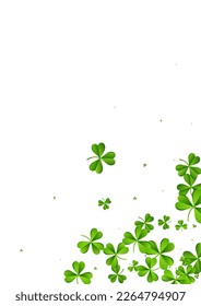 Olive color Clover Air Vector White Background. Spring Foliage Fly Illustration. Holiday Leaf Pattern. Malachite Shamrock Stream Backdrop.