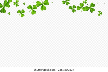 Olive color Clover Air Vector Transparent Background. Malachite Leaves Wind Template. Stream Leaf Pattern. Green Foliage Saint Patrick Wallpaper.