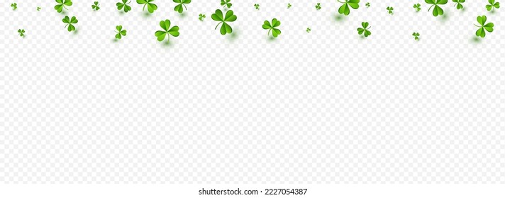 Olive color Clover Botanical Vector Transparent Panoramic Background. Green Leaf Fly Template. Minimal Foliage Design. Spring Shamrock Summer Illustration.