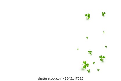 Cor de azeitona Trevo Botânico Vetor Branco Fundo. Plano de fundo de ar de foliage de primavera. Ilustração de Folha Isolada. Papel de parede brilhante Shamrock Saint Patrick.