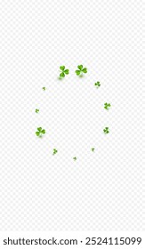 Olivenfarbe Klee Urlaub Vektor transparenter Hintergrund. Luftkulisse mit Frühlingsblatt. Isolierte Blattvorlage. Helle Shamrock Fly Illustration.