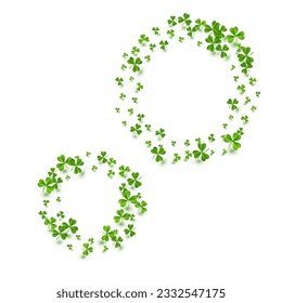 Olive color Clover Minimal Vector White Background. Spring Shamrock Air Design. Falling Foliage Backdrop. Bright Leaf Isolated Template.