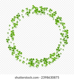 Olive color Clover Minimal Vector Transparent Background. Bright Leaves Isolated Template. Summer Shamrock Pattern. Spring Foliage Holiday Wallpaper.