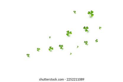 Olive color Clover Saint Patrick Vector White Background. Malachite Shamrock Minimal Wallpaper. Botanical Leaf Pattern. Bright Foliage Wind Design.