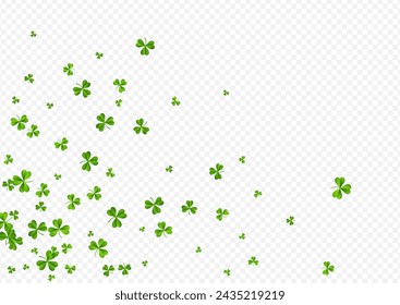 Olive color Clover Saint Patrick Vector Transparent Background. Bright Foliage Stream Pattern. Falling Shamrock Wallpaper. Spring Leaf Holiday Template.