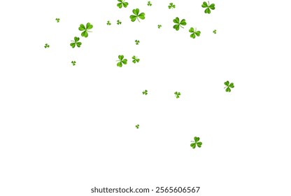 Olive color Clover Saint Patrick Vector White Background. Bright Leaves Wind Pattern. Air Shamrock Design. Spring Leaf Botanical Illustration.