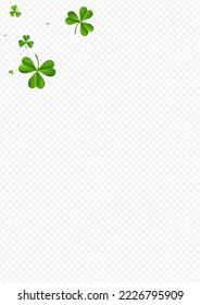 Olive color Clover Stream Vector Transparent Background. Spring Leaf Saint Patrick Template. Isolated Shamrock Backdrop. Bright Foliage Air Illustration.