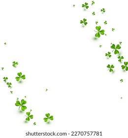 Olive color Clover Wind Vector White Background. Malachite Leaf Air Illustration. Holiday Foliage Pattern. Spring Shamrock Stream Template.