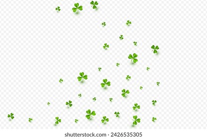 Olive color Clover Wind Vector Transparent Background. Green Leaves Saint Patrick Pattern. Isolated Leaf Backdrop. Malachite Foliage Summer Illustration.