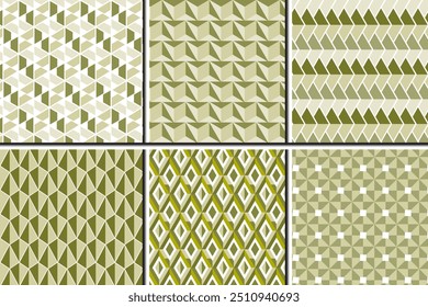 olive color Seamless patterns set 