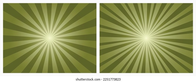 Olive color sunburst pattern background. Retro vintage style backdrop as design element.