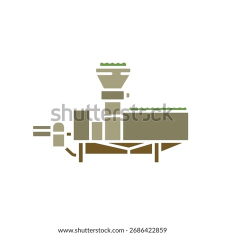olive crushing color flat icon. Vector isolated element. Editable stroke.
