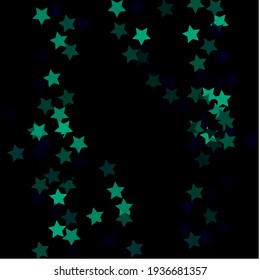 Olive Dark Holiday Stars Surface Illustration. Dark  Neon Bright Party Sky Seamless Vector. Indigo Emerald  Green Christmas Simple Original Night Background. Mint Magic Black Modern Design Backdrop.