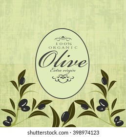 Olive Extra virgin vintage label with olive branches