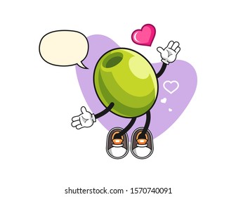 Olive fall in love with speech bubble cartoon. Mascot Character vector.