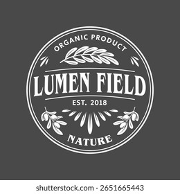 Olive farm logo template isolated on black background. Olive oil design elements. Vector illustration