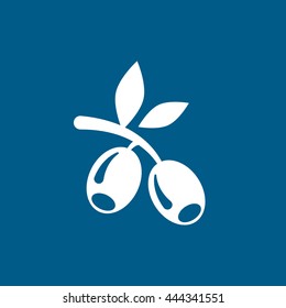Olive Flat Icon On Blue Background