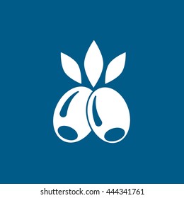 Olive Flat Icon On Blue Background