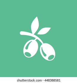 Olive Flat Icon On Green Background