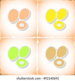 Olive. Flat sticker with shadow on old paper. Vector illustration