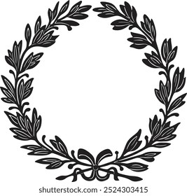 olive floral frame vector design, handmade silhouette	
