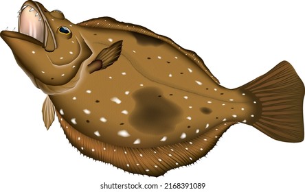 'Olive flounder' illustration. Vector EPS format.