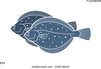 Olive flounder logo. Isolated flounder on white background