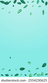 Olive Foliage Abstract Vector Blue Background Brochure. Flying Greens Background. Swamp Leaves Herbal Plant. Leaf Ecology Pattern.