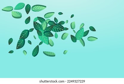 Olive Foliage Herbal Vector Blue Background Border. Tree Leaves Banner. Lime Leaf Tea Branch. Greens Forest Illustration.