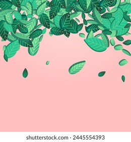Olive Foliage Nature Vector Pink Background Background. Spring Leaves Template. Lime Greens Forest Wallpaper. Leaf Fly Design.