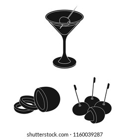 Olive, food black icons in set collection for design. Olive oil, seasoning vector symbol stock web illustration.