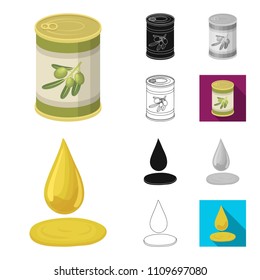 Olive, food cartoon,black,flat,monochrome,outline icons in set collection for design. Olive oil, seasoning vector symbol stock web illustration.