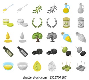 Olive, food cartoon,monochrom icons in set collection for design. Olive oil, seasoning vector symbol stock web illustration.