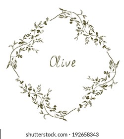 Olive Frame Hand Drawn Design Illustration