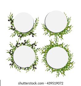 Olive frame set.Vector illustration