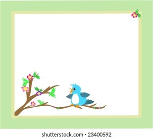 Olive Framed Bluebird on Branch Vector, open for your own creativity