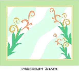 Olive Framed Leaves and Spiral Designs Vector, open for your own creativity