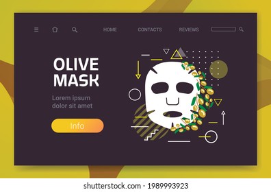 olive fresh face mask facial treatment skincare concept horizontal copy space