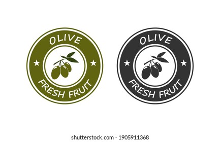 Olive fruit badge logo template illustration. suitable for product package