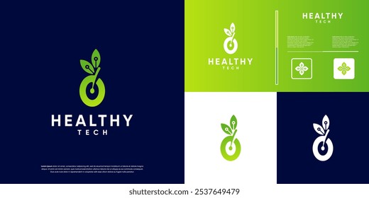 Olive fruit with the concept of electric circuit, natural health, modern technology, logo graphic design.