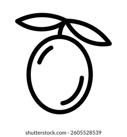Olive fruit with leaf vector illustration. Editable stroke.