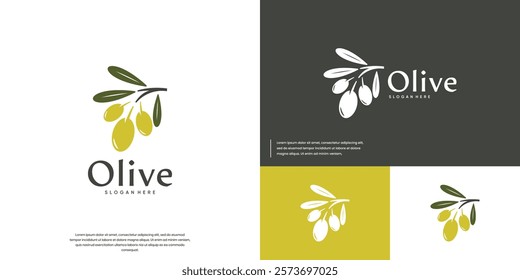 Olive fruit logo in silhouette style, natural products, salon and spa, graphic design template.