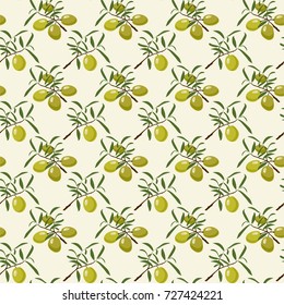 Olive fruit vector pattern background